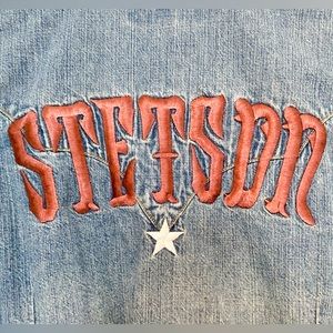Stetson Blue Denim Button Down Shirt with Red Embroidery